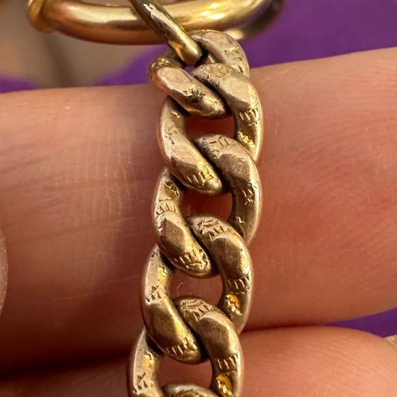 Vintage Victorian Era Gold Albert Pocket Watch Chain With T-Bar Stamped - Picture 2 of 8